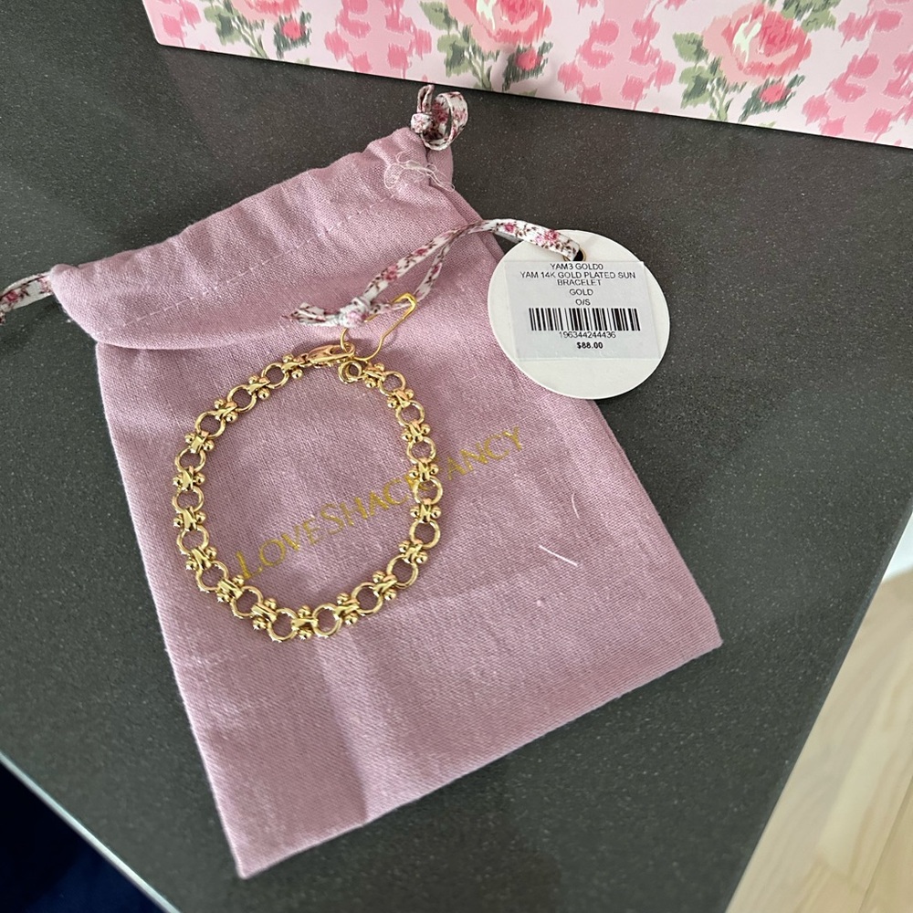 NWT LoveShackFancy 14k gold plated bracelet